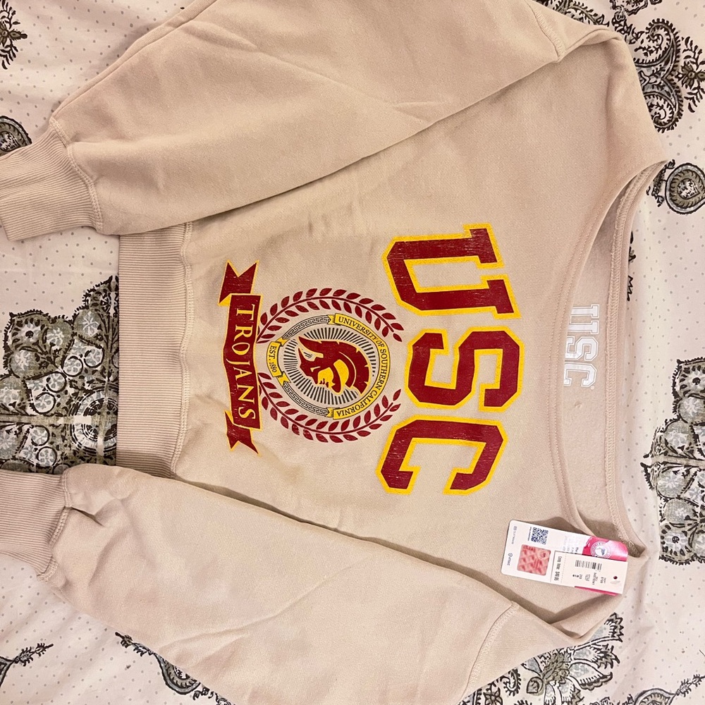 Brand New USC Trojans Beige Cropped Sweatshirt